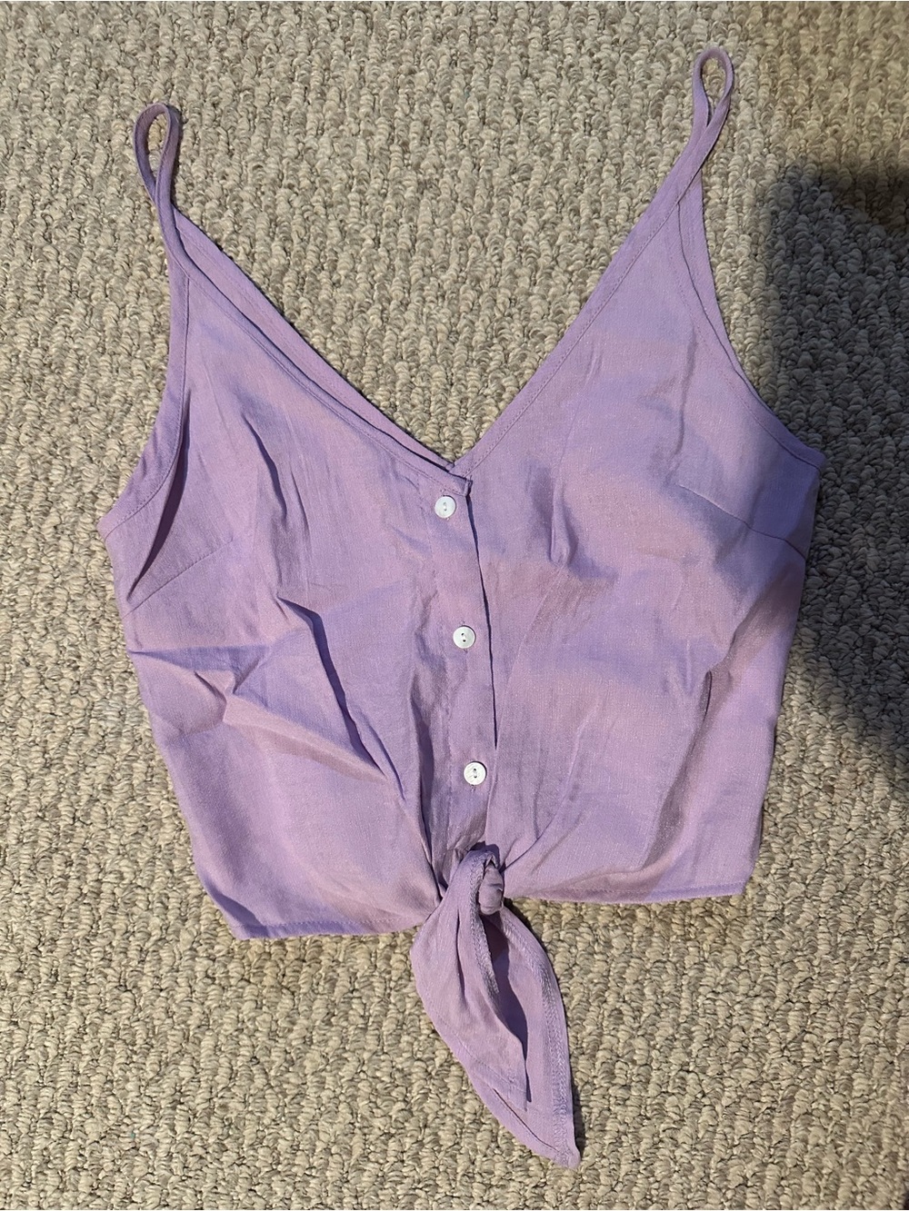 Lavender Tie-Front Button Cropped Cami